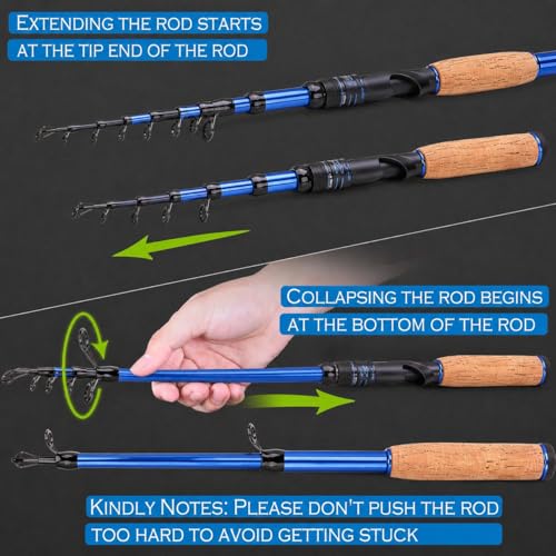 Telescopic Fishing Rod and Reel Combo | 30T Carbon Fiber Spinning Rod with 12+1BB Reel | Portable Lightweight Pole | Bass Trout Panfish | Freshwater Saltwater - color: fishing combo with fishing Tool Kit