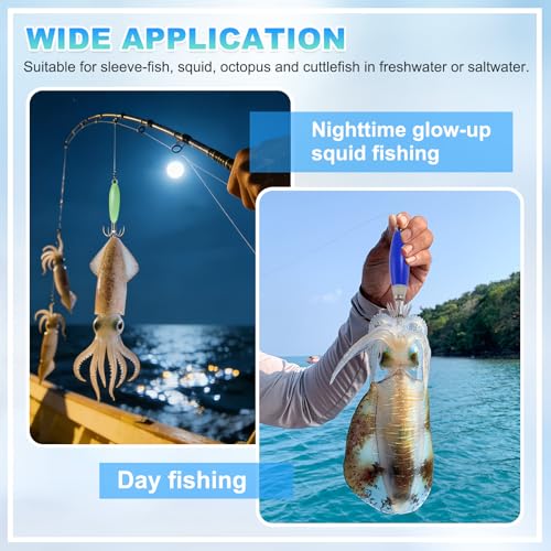 Luminous Squid Jig Hooks, Squid Jigs Saltwater Glow in Dark Dual-Layer Hooks - Fit for Cuttlefish Sleeve Night Fishing - color: Pink
