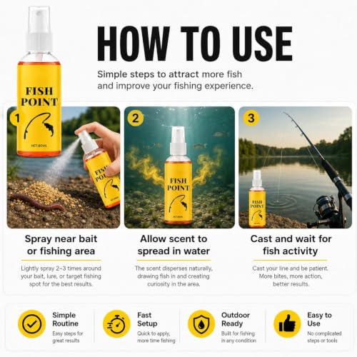 Fish Attractant 80ml Fish Point Scent Liquid | Panfish Bait Scent Attractant for Men Angler Dad Husband Boyfriend Outdoor Trip Dock Boat Lake River Stream