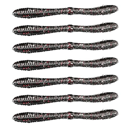 Lunker City Fishing 5" Spanky Worm 3 Pack Bundle Soft Plastic Bass Lure Wacky Rig Salted Jigging Stick Bait, 21 Total Lures, Made in The USA - color: 129 Black Neon