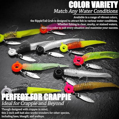 Crappie Lures Underspin Jigs Heads Worms Baits Kit, 110, 80 Pcs Crappie Fishing Jig Heads Soft Plastic Grub Swimbait for Panfish Bluegill Bass Trout Freshwater Saltwater