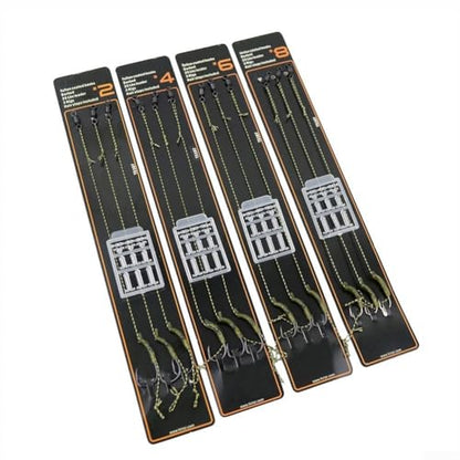 Carp Fishing Hair Rigs Having Curved Barb Steel Hooks and Boilie Bait Rig Stops Sizes 2 or 4 or 6 or 8 Boilies Pellets Meat or Floating Bait Fishing Setup