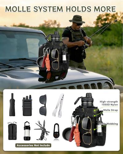 COOLYARD Water Bottle Holder with Strap Crossbody Sling Carrier Bag with Phone Pocket Molle Tactical Pouch for Walking Hiking Camping Gym Travel - color: Black Camo