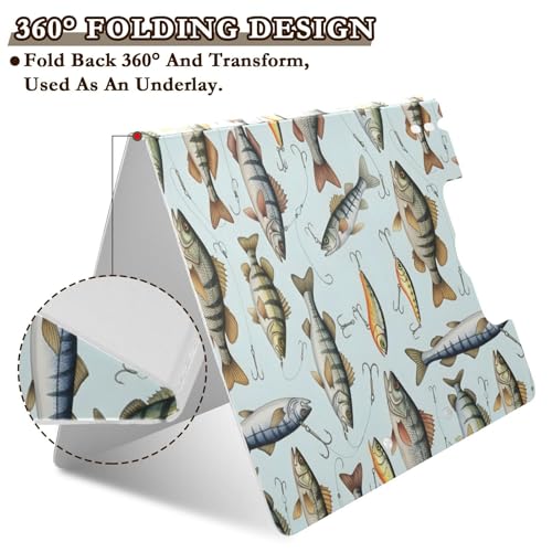 A4 Foldable Clipboard Folder with Double Clips Metal Clip, Pen Holder, 360 Degree Foldable Storage Clipboards Fish Hooks Lures Binder File Folder for Office,Nursing,Work,
