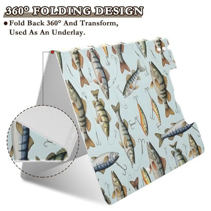 A4 Foldable Clipboard Folder with Double Clips Metal Clip, Pen Holder, 360 Degree Foldable Storage Clipboards Fish Hooks Lures Binder File Folder for Office,Nursing,Work,