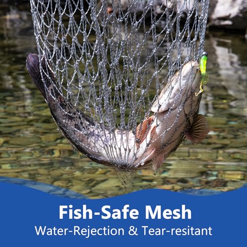 QualyQualy Foldable Pier Fishing Net 23" with Rust-Proof Stainless Steel Ring & Heavy-Duty Poly Mesh | Saltwater & Freshwater Landing Net for Kayak, Bridge Fishing Lightweight Durable Design - color: Gray