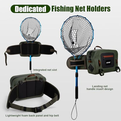 Goture Waterproof Fishing Waist Pack,IPX8 840D TPU Large Tackle Bag with Rod Holder,Airtight Zipper Closure,Detachable Water Bottle Holder, 10L Fly Fishing Bag with Adjustable Strap,Sling Fanny Pack - color: B3:10L Waterproof Tackle Bag