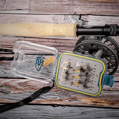 SF Plastic Waterproof Pocket Fly Fishing Box Double Side Clear Lid Easy Grip Foam with Lanyard Mini Fly Box - style: Easy Grip Foam-Lanyard