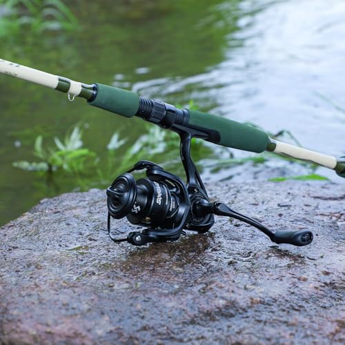 Sougayilang Fishing Rod and Reel Combo, Spinning Combo,Strong Carbon&Glass Composite Rods with EVA Handle- 1Pack- Black
