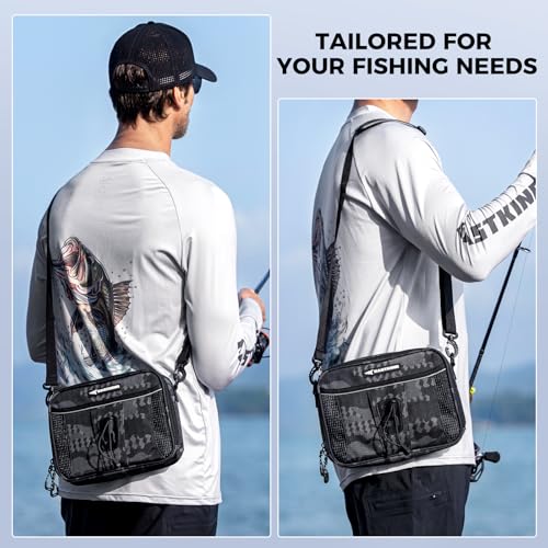KastKing BaitSpace Detachable Bait Binder Tackle Bag – Large Clear Sleeves, Durable 900D Water-resistant Fabric, Soft Plastic Bait Storage For Hooks, Sinkers & Fishing Accessories - color: Black Camo