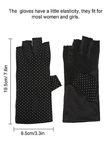 Maxdot Sun Gloves for Women UV Protection Fingerless Non Slip Sunscreen Driving Gloves for Summer Outdoor - style: Black