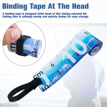 35in Fish Ruler Waterproof Fish Measuring Tape Foldable Fishing Ruler | 2 Packs Portable Folding Fishing Tape Measure with Storage Strap, Fish Measuring Tool for Boats Kayaks Coolers (Blue)