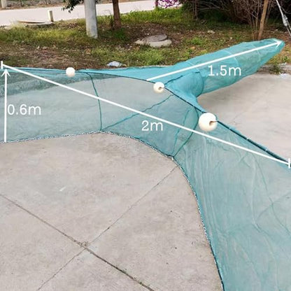 Lawaia Shrimp Nets for Shrimping Fish Trap Portable Crawfish Trap Collapsible Minnow Fishing River Net Trawl Fishing Cage Accessories with Float and Chain Small Mesh 2M/3M/4M/5M/6M/8M/10M - size: 2x0.6x1.5