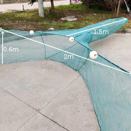 Lawaia Shrimp Nets for Shrimping Fish Trap Portable Crawfish Trap Collapsible Minnow Fishing River Net Trawl Fishing Cage Accessories with Float and Chain Small Mesh 2M/3M/4M/5M/6M/8M/10M - size: 2x1x2
