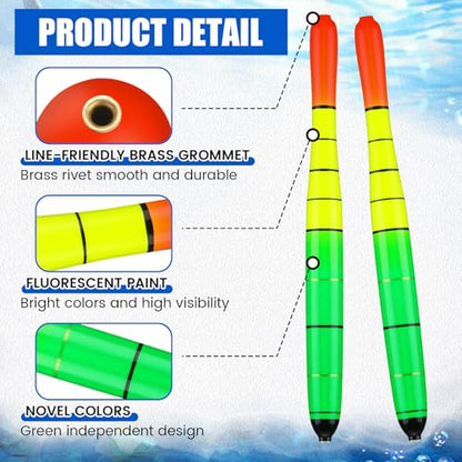 Arrowbash 6 Pcs Fishing Bobbers Floats Weighted Catfish Pole Floats High Visibility Wood Pole Fishing Float for Catfish Pike 7in, 12in - size: 7 Inch