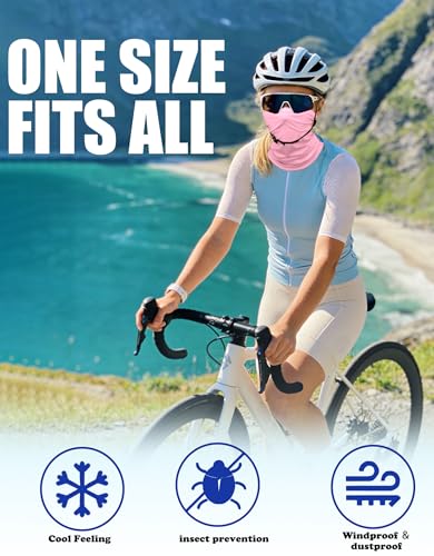 JHYWELL Cooling Neck Gaiter Face Mask, UV Protection Masks Gator, Windproof Bandana for Skiing, Fishing, Hiking, Cycling - color: Pink Pack