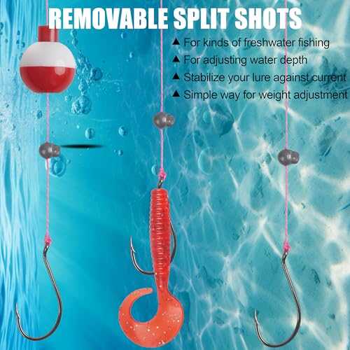 Split Shot Fishing Weight 110pcs Fishing Weights Sinkers Removable Clip On Fly Fish Line Round Lead Weights for Bass Trout Walleye - size: 1/14 oz (110 pcs)