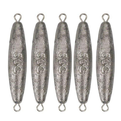 Inline Trolling Sinkers Kit - Double Ring Lead Fishing Weights Casting Sinker Bullet/Olive for Saltwater and Freshwater Fishing - size: 1.75 oz - 5 pcs