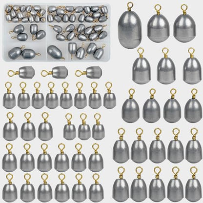 Fishing Weights Sinkers Kits,Drop Shot Weights,Iron Fishing Sinker,Bass Casting Sinkers for Saltwater Freshwater Catfish Weight 21pcs/50pcs - style: 50pcs (7 Size)