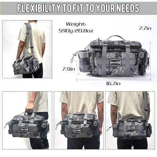 Sougayilang Fishing Tackle Bags - Fishing Tackle Storage Bags for Saltwater or Freshwater Fishing Gear - Padded Shoulder Strap - Tackle Box Bag Fishing Bag(Grey) - color: Grey without a 3600 Tackle Tray
