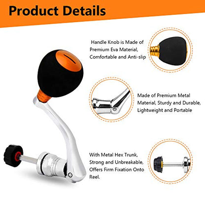 Keenso Reel Replacement Handle, Metal Rocker Arm Grip Spinning Metal Made hex Trunk Spinning Fishing Reel with EVA Premium Metal Comfortable and Anti-Slip - color: Gold, size: Large