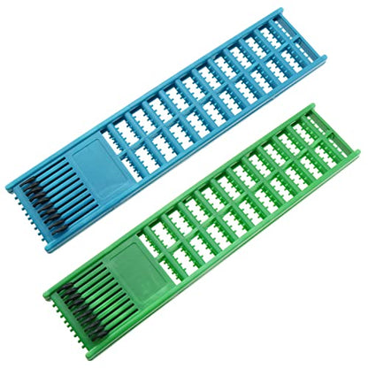 Fishing Hook Holder 2pcs 6x27cm Blue and Green Fishing Snelled Hook Holder Plastic Double Side Spring Hooks Storage Catch Holder for Snelled Rigs Holder Lead Tray Jigs Board