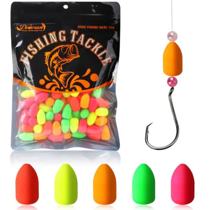 Dovesun 220/104/80/60/54/52/42pcs Pompano Rig Floats for Surf Fishing Foam Bobbers for Fishing Fly Fishing Bobbers Floats Bright Color Kit/Round/Cylindrical/Heart/Bullet/Pill/Spin Shape - color: Bullet V2-75pcs