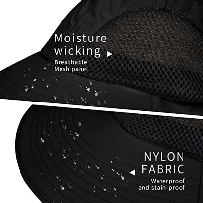 Sun Hat for Men Women with Neck Flap,UPF 50+ UV Protective Hiking Fishing Hats,Wide Brim Sun Hat for Women&Men - color: 1pack-black