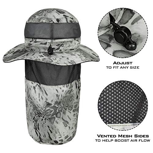 KastKing Sol Armis UPF 50 Boonie Hat - Sun Protection Hat, Fishing Hat, Beach & Hiking Hat, Paddling - color: S: Silver Mist, size: With Neck Shield
