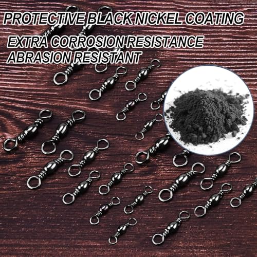 Fishing Barrel Swivels, 250pcs Fishing Swivels for Salwater Freshwater, High Strength Fishing Tackle Leader Line Lure Connector