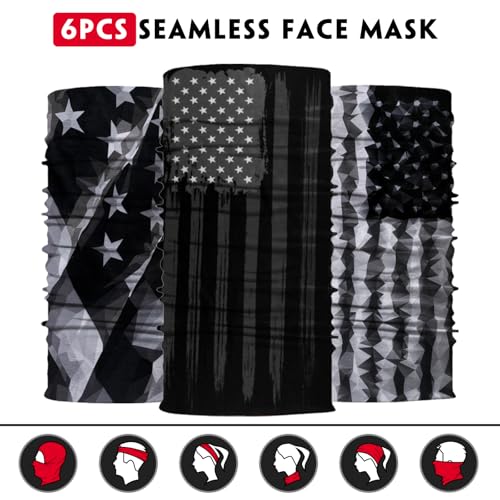 Neck Gaiter for Men Women Headwear Bandana Head Wrap Face Scarf Mask Cover Warmer Balaclava-Seamless & Versatile - color: A-6pcs-flag 3