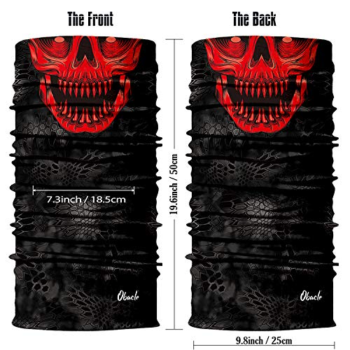 Obacle Bandana Face Mask Neck Gaiter Tube Mask Men Women for Sun Dust Protection - color: Skull Red Face Open Mouth