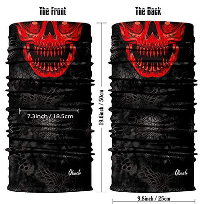 Obacle Bandana Face Mask Neck Gaiter Tube Mask Men Women for Sun Dust Protection - color: Skull Red Face Open Mouth
