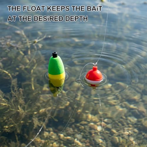 12-Piece Set Bobbers for Fishing, Weighted Fishing Bobbers, Quick Depth Adjustment, Low Visibility Conditions, Multi-Species Freshwatel, Tool-Free Setup, Distance Bite Detection