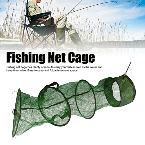 Fishing Net Cage, Cross Sewing Process Scratch Prevention Portable Durable Collapsible Fishing Cage Basket for Fishing Accessories