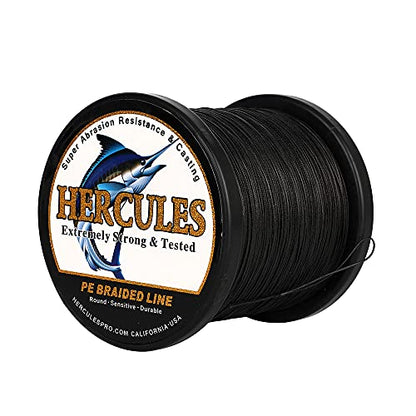 HERCULES Braided Fishing Line 12 Strands, 100-2000m 109-2196 Yards Braid Fish Line, 10lbs-420lbs Test PE Lines for Saltwater Freshwater - color: Black - 12 Strands, size: 30lbs - 100m - 0.28mm