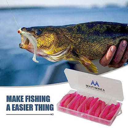 MAFIMOEA 40/30/25Pcs Paddle Tail Swim Baits Lures Fishing Soft Plastic Lure Kit for Bass Trout Walleye Crappie 6.5cm 7.5cm 10.5cm - color: Pink, size: 4.13IN/10.5CM - 20PCS