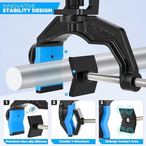 PLUSINNO 1/2/4 Pack Fishing Rod Holders for Boat, Fishing Rod Holder with Enlarge Clamp, Innovative Dual-V Shaped Design, Fit Round/Square Tube Boat Fishing, Fishing Gear, Fishing Gifts for Men - color: Rod Holder Pack of 4
