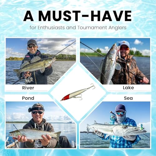 0.49oz/0.35oz Topwater Fishing Lures, 5 Pcs Fishing Lure Saltwater with Storage Box Jerkbait Crankbait Lures for Halibut & Striper Fishing Swimbait for Freshwater and Saltwater Bass Fishing - color: 10g