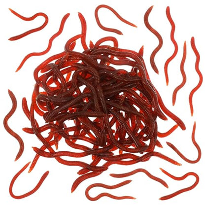 100 Pcs Fake Worms Soft Lure Trout Worm Earthworm 3.35 in Faux Lifelike Stretchy Rubber Earthworms Trick Toy Fishing Lures Baits for Halloween Sensory Bin April Fool's Day Party