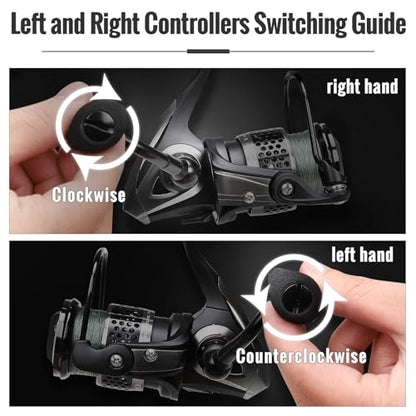 TRUSCEND Spinning Fishing Reel, Aviation Metal Material Body Reels, Industrial Durable-Strength, High Speed & Stability, Ultra-Light & Powerful, Smoother & Durable, Saltwater Freshwater Fishing Gear - color: A2-Black-1500