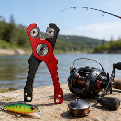 Multi-Use Mini Aluminum Alloy Fishing Cutter, Compact Scissors for Braided Lures, Outdoor Camping & Fishing RED