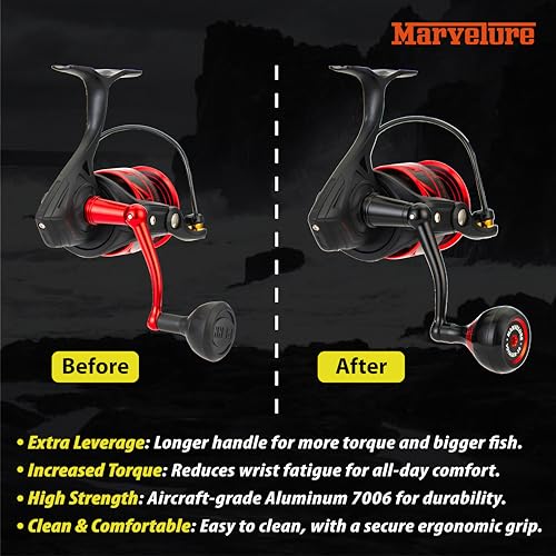 Foldable Power Handle for Penn Fierce III IV, Battle III HS Spinning Reel Replacement Handle (Not for Fierce Live Liner) - size: For Fierce/Battle HS 1000-4000 (Voyager Version)