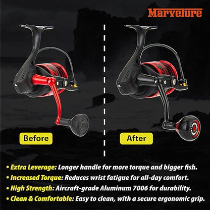 Foldable Power Handle for Penn Fierce III IV, Battle III HS Spinning Reel Replacement Handle (Not for Fierce Live Liner) - size: For Fierce/Battle HS 5000-6000 (Voyager Version)