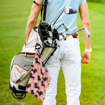 Supdreamc Golf Bag Towel 24x16 Inches with Carabiner Clip, Wiener Dog Dachshund Pet Dogs Pink, Highly Absorbent Fast Drying Microfiber for Golf Cart & On-Course Use - color: Style (104)