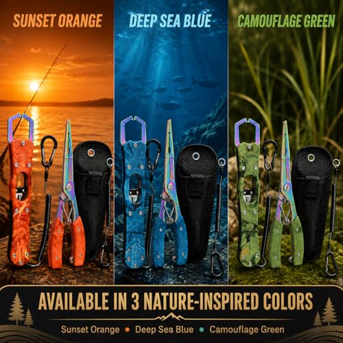 YINEE Fishing Pliers and Fish Lip Gripper Set, Stainless Steel Fishing Gear, Saltwater Hook Remover Split Ring Tool - color: Blue-Fishing Pliers&Fish Lip Grippe