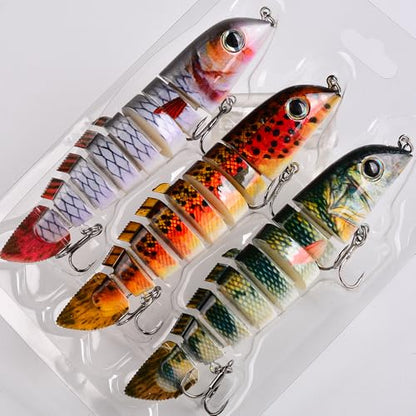 Crankbait Fishing Lure Pike Muskie Lures Lifelike Multi Jointed Swimbait Segement Hard Minnow Bait Treble Hook - color: HS075ABC-3pcs/set