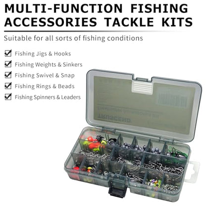 TRUSCEND Complete Fishing Lures - Tackle Box with Tackle Included - Crankbaits, Minnows, Frogs, Vibes, Poppers, Spinners, Spoons, Soft Baits, Hooks & Weights Accessories Kit for Bass Panfish Trout - color: E-203pcs Economic Kit