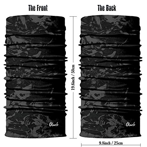 Obacle Seamless Face Mask Rave Bandana Men Women for Dust Sun Wind Protection - color: Pure Black Gray