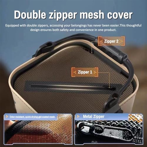 Collapsible Fishing Bucket – Portable EVA Bait Container with Rope & Net for Outdoor Fish ing & & Shrimp, Camping and Hiking(3.7 Gallon/14L) - size: 3.7 Gallon/14L